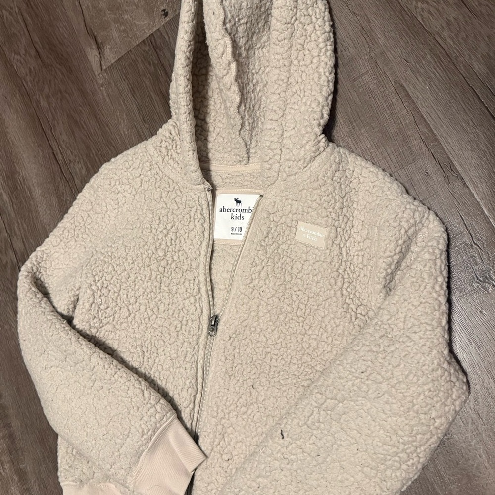 Abercrombie Kids Plush Sherpa Zip Hoodie - Cream
